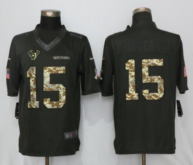 2017 Men Houston Texans #15 Fuller v Anthracite Salute To Service Green New Nike Limited NFL Jersey->->NFL Jersey